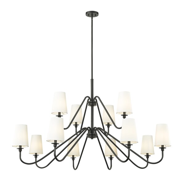 Gianna Chandelier, 12-Light, 60.25 In.W X 33.75 In.H, Matte Black/White